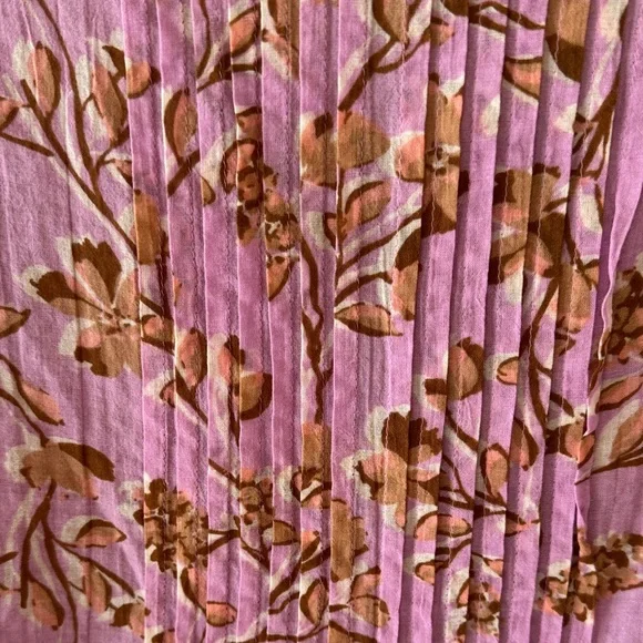 J. Jill Floral Button-Front Blouse with Brown/peach Print - Picture 7 of 9